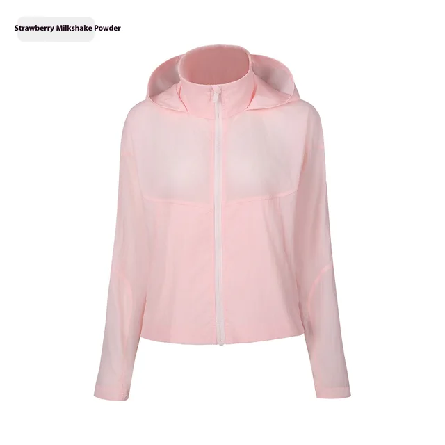 Lightweight Quick drying Breathable Women's Hooded Long Sleeve Coat Strawberry Milk Shake Powder - Shop at LoveMi