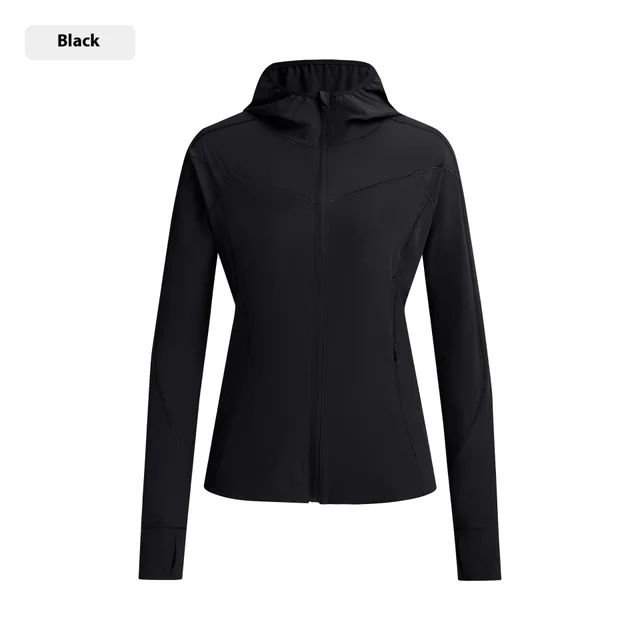 Hooded Stand Collar Sun Protection Quick drying Coat Black - Shop at LoveMi