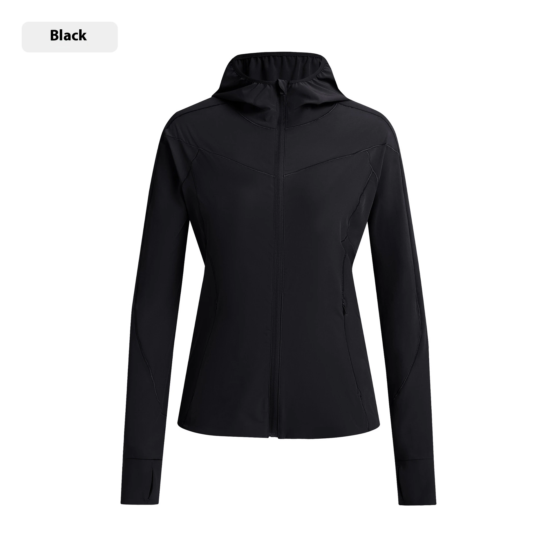 Hooded Stand Collar Sun Protection Quick-drying Coat - Black