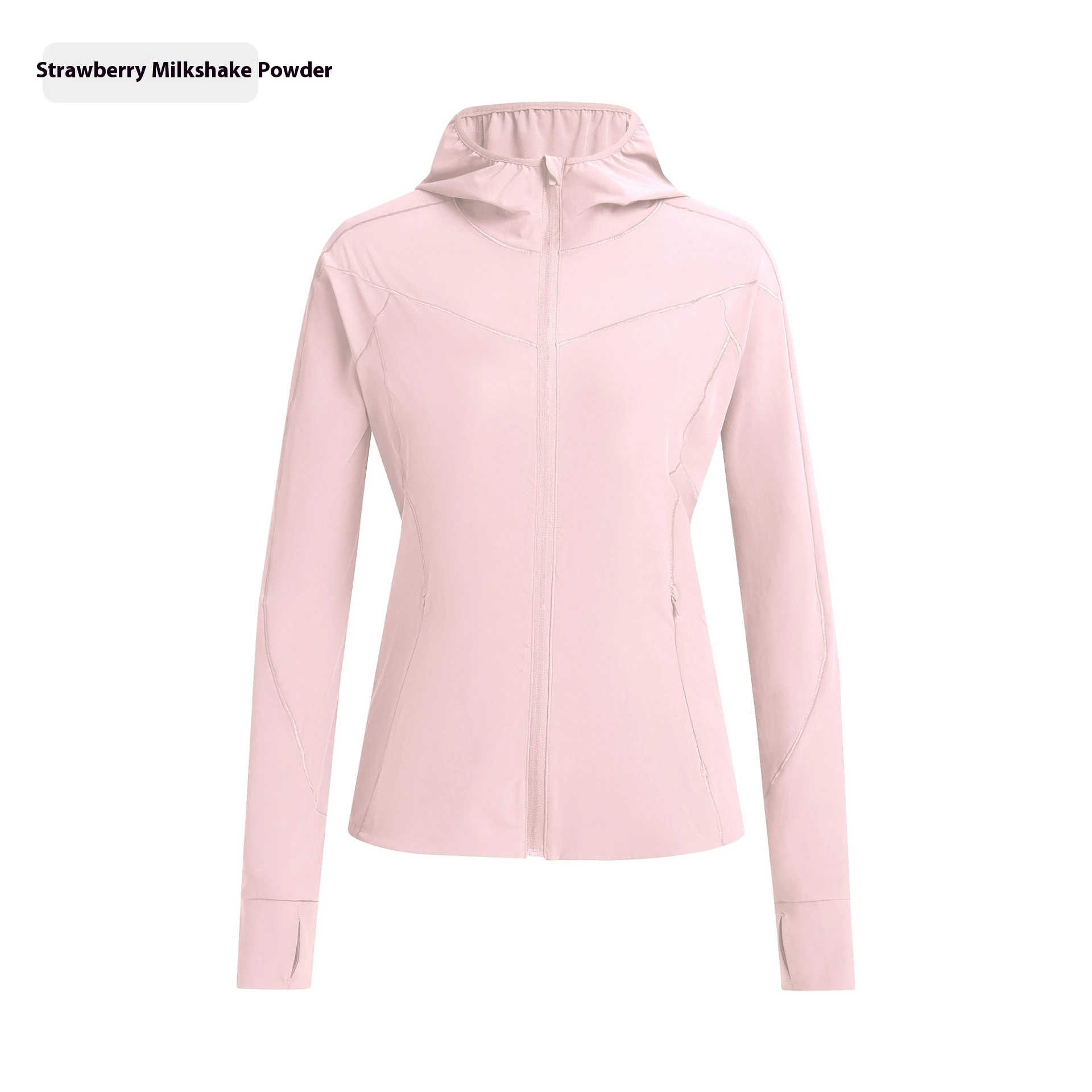 Hooded Stand Collar Sun Protection Quick-drying Coat - Strawberry Milk Shake Powder