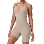 Hollow Shorts Yoga Bra Sports Hip Lifting One-piece - M-Almond Color - View 1