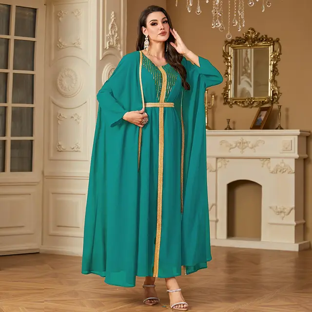Sequin Embroidery Chiffon Two piece Set Dress Green - Shop at LoveMi