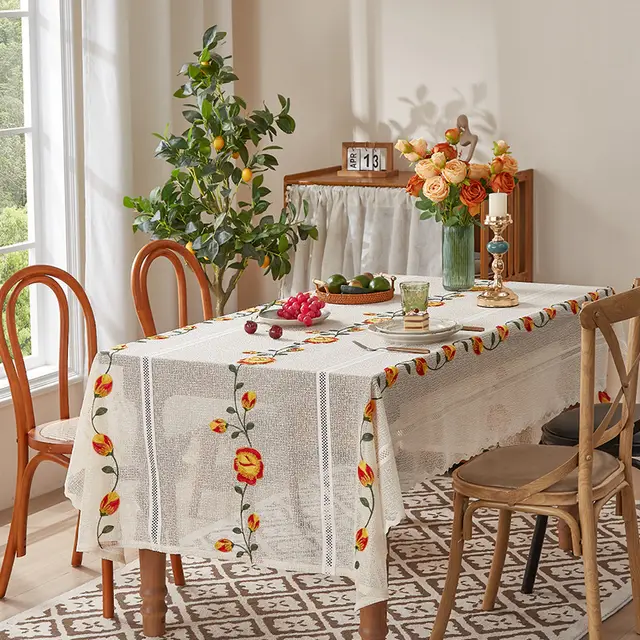 Decorative Lace Coffee Table Dining Table Cloth Christmas Tulip - Shop at LoveMi