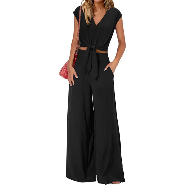Fashion Casual Top Loose Two piece Suit Black - Shop at LoveMi