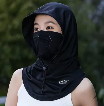 Mask Face Ice Silk UV Protection Sun Protection Hat Black - Shop at LoveMi