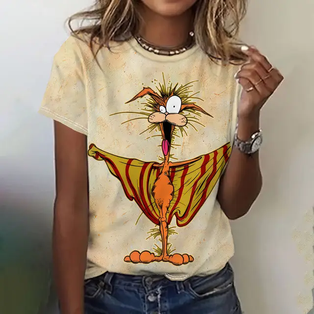 Printed Animal Casual Short sleeved Top Female C01W23Ssdm43Jx00162 - Shop at LoveMi