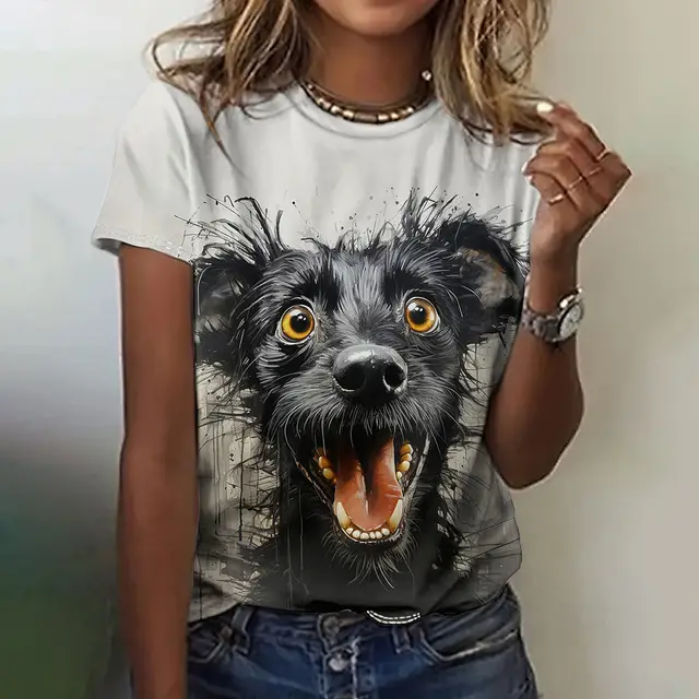 Printed Animal Casual Short sleeved Top Female C01W23Ssdm43Sl00074 - Shop at LoveMi