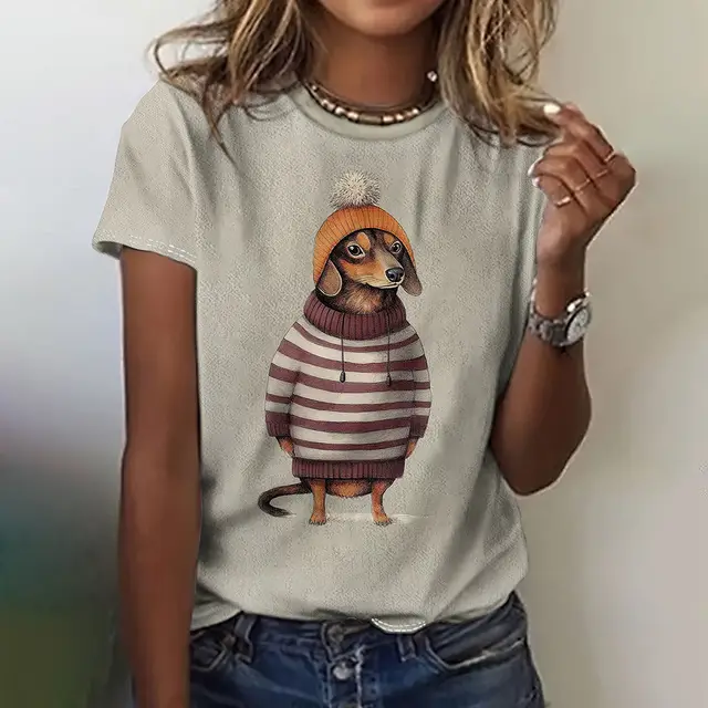 Printed Animal Casual Short sleeved Top Female C01W23Ssdm43Sl00079 - Shop at LoveMi
