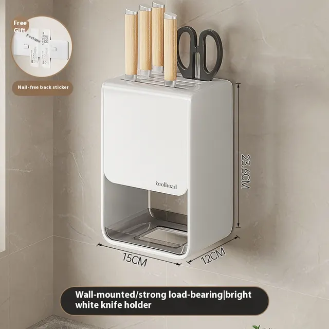 Knife Holder Storage Rack Gun Gray Kitchen Kitchen Knife Rack Table Knife Holder D01 White Wall Hanging - Shop at LoveMi