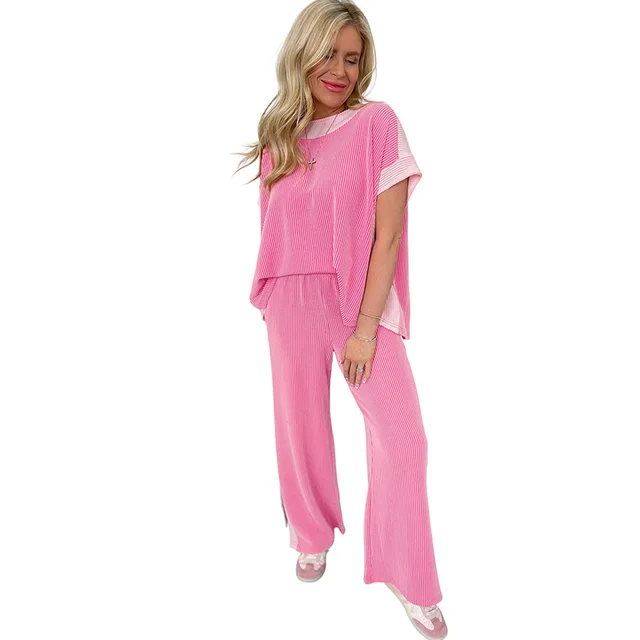 Loose Slim Fit Short Sleeve Two piece Set P406 - Shop at LoveMi