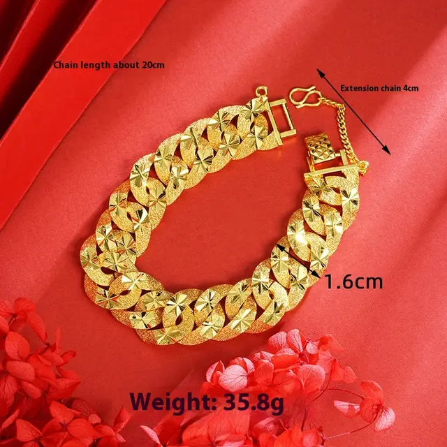 Men's Copper plated Gold Carven Design Starry Bracelet S3855 Small - Shop at LoveMi