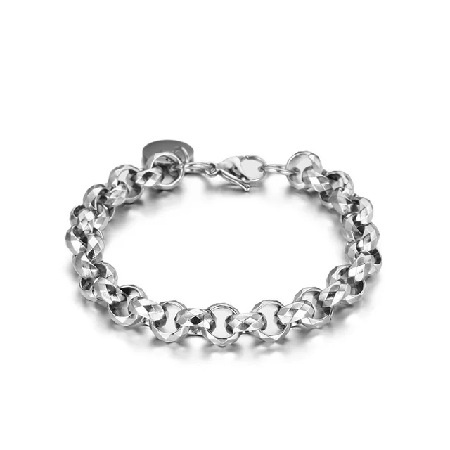 Retro Titanium Steel Circle Round Buckle O shaped Bracelet 21Cm - Shop at LoveMi