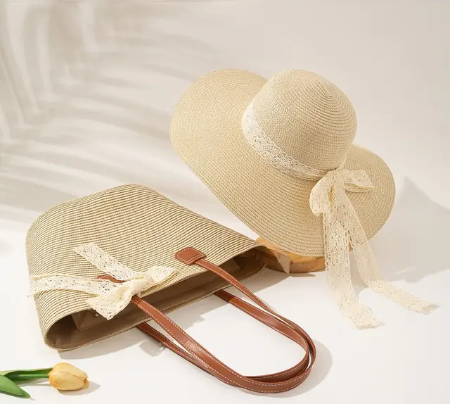 Seaside Vacation Sun Protection Straw Hat Bag Set Hat Bag Combination Suit - Shop at LoveMi