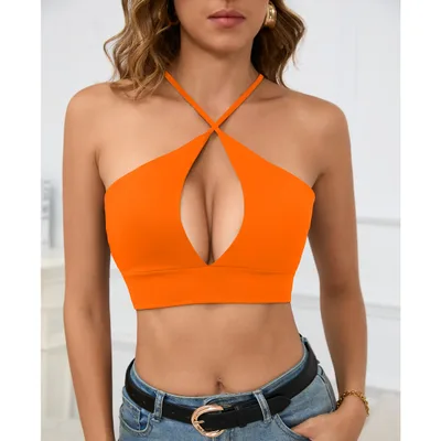 Cutout Sling Sexy Summer Top For Women Fluorescent Orange - Shop at LoveMi