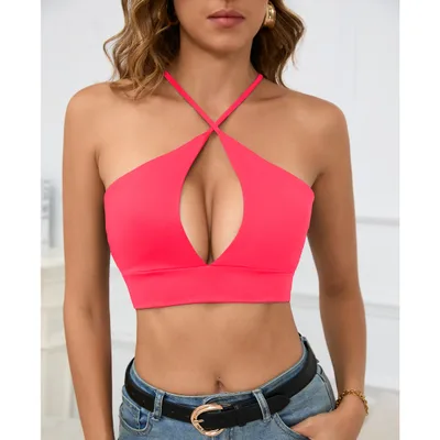 Cutout Sling Sexy Summer Top For Women Fluorescent Powder - Shop at LoveMi