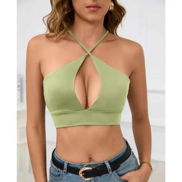 Cutout Sling Sexy Summer Top For Women Pea Green - Shop at LoveMi