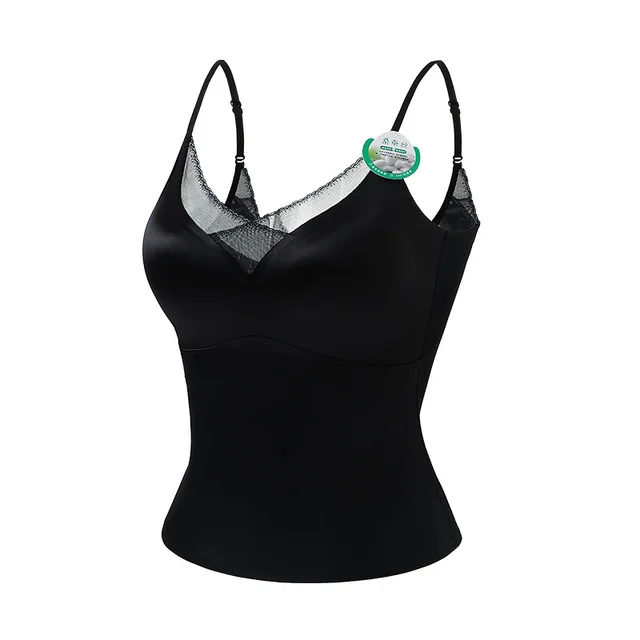 Lace V neck Sour Vinegar Satin Small Sling Vest Underwear Black - Shop at LoveMi