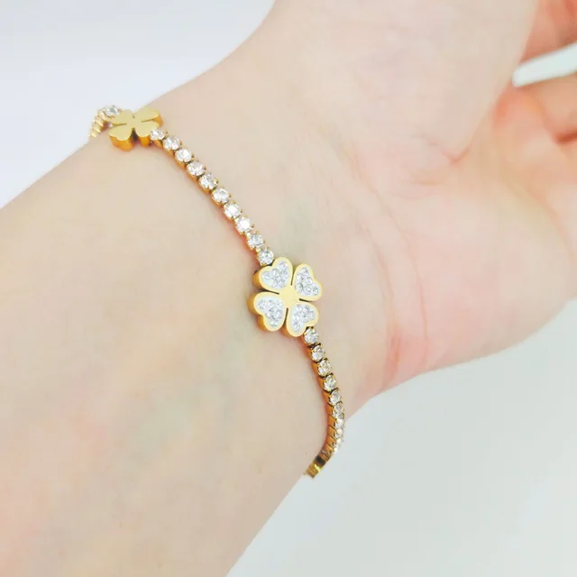 Simple Fashion Design Bracelet European And American Zircon Chain Gold - Shop at LoveMi