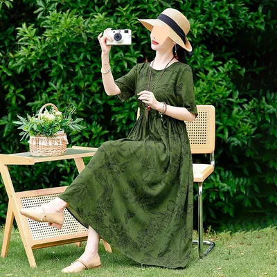 Dress Slimming Waist tight Floral Overknee Dress Loose Summer Dress 23 Wizard Of Oz - Shop at LoveMi