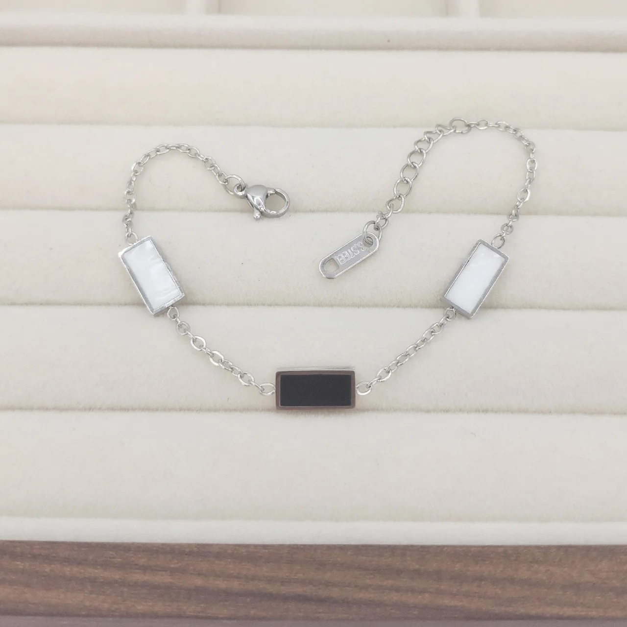 Micro Inlaid Zircon Jewelry Ornament Geometric Shape - Square Steel Color - View 1