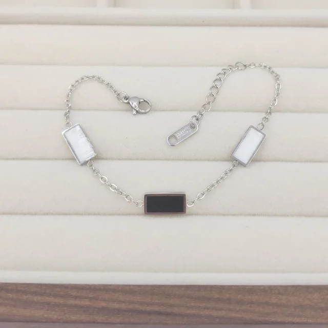 Micro Inlaid Zircon Jewelry Ornament Geometric Shape Square Steel Color - Shop at LoveMi