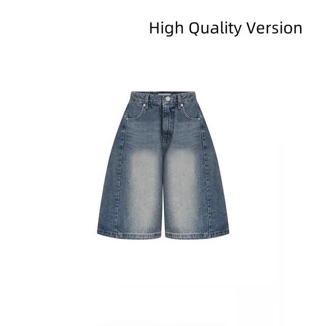 Cropped Jeans Women's Retro Wide Leg Shorts Blue Version - Shop at LoveMi