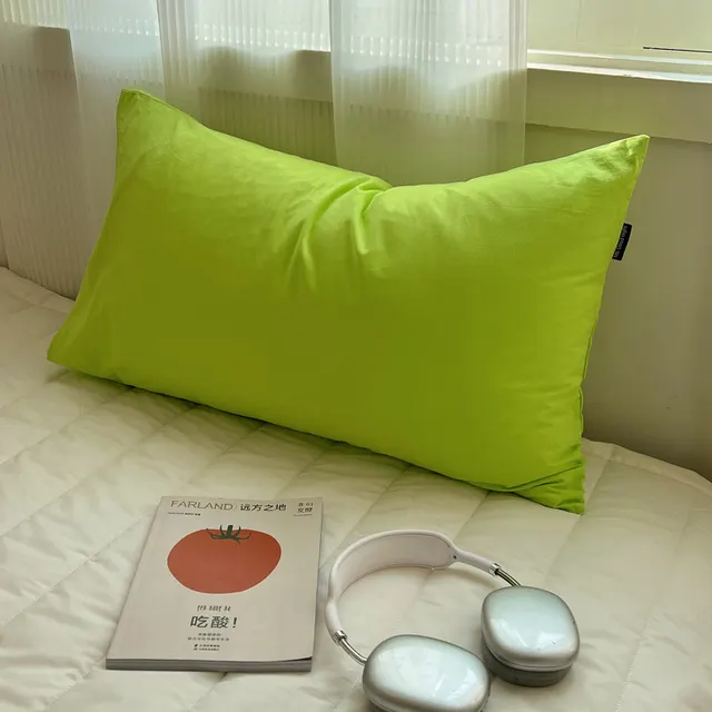 Ins Dopamine Solid Color All Cotton Washed Cotton Pillowcase Solid Color Lemon Green - Shop at LoveMi