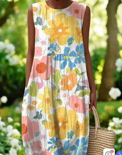 Sleeveless Round Neck Loose Dress For Women 3 Style 4Xl - Shop at LoveMi