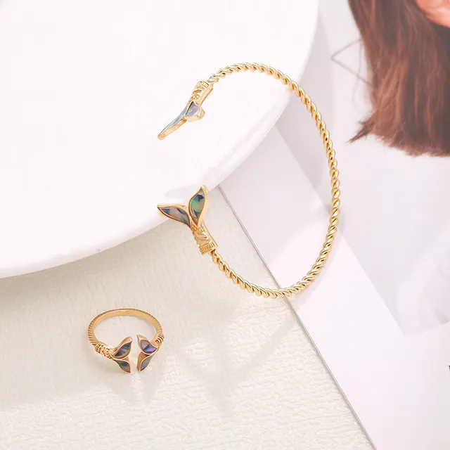 European And American Water Drop Ring Earrings Bangle Jewelry Suit Fishtail Suit - Shop at LoveMi