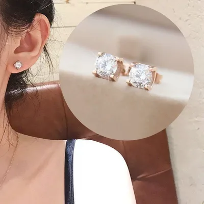 Simple Four claw Single Diamond Pendant Female Temperament Titanium Steel Necklace 755 Rose Gold - Shop at LoveMi