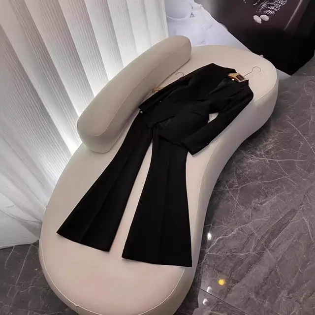 One Button Cloth Cover Suit Bell bottom Pants Suit Black - Shop at LoveMi
