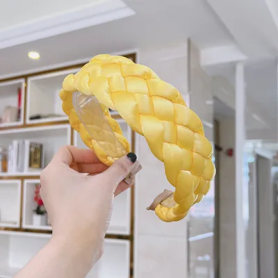 Women's Solid Color Fabric Craft Headband Yellow - Shop at LoveMi