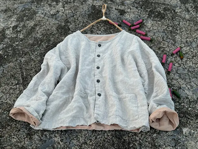 Stone Washed Double layer Linen Casual Cardigan Coat Rain Dew Hemp - Shop at LoveMi