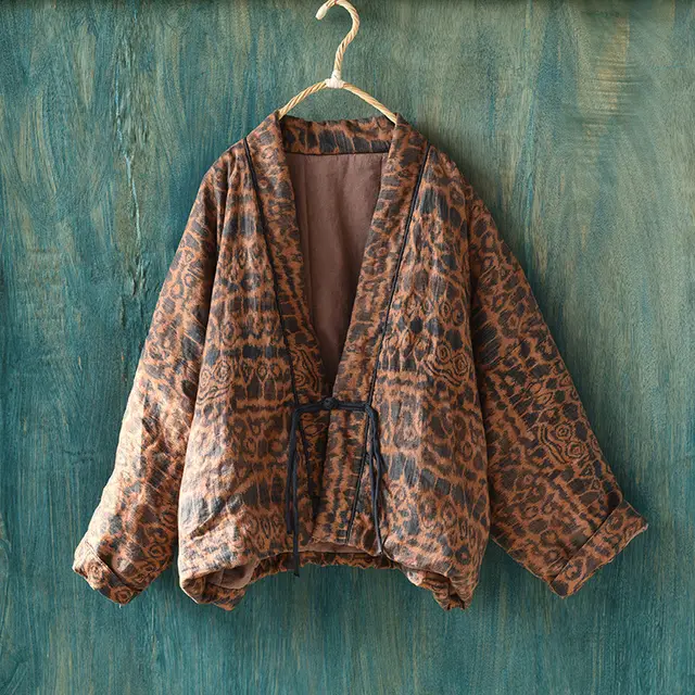 Women's Printed Linen Short Cotton Coat Yellow Flower Series - Shop at LoveMi