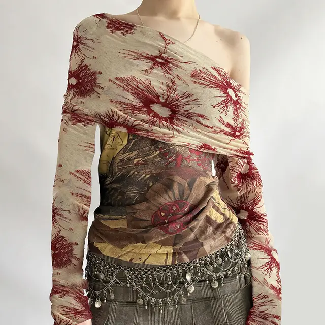 T shirt Shoulder Personality Slim Fit Long Sleeve 24280 Color - Shop at LoveMi