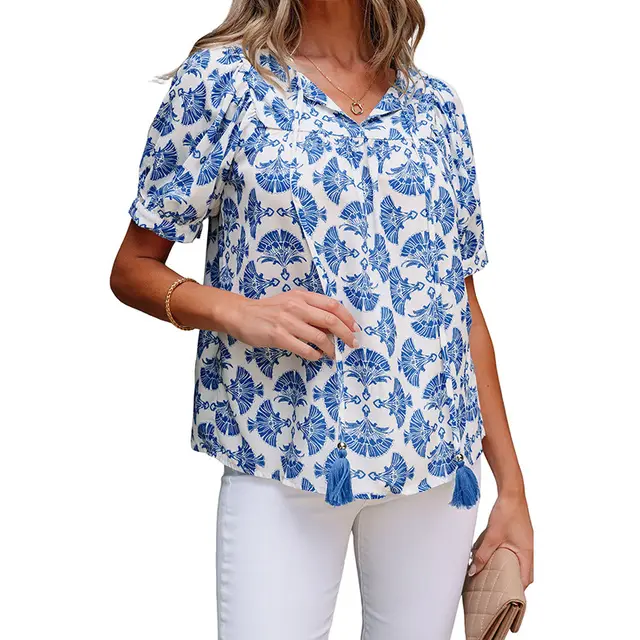 European And American Leisure Versatile Abstract Printing Chiffon Shirt P420Color - Shop at LoveMi