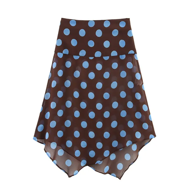 New Thin Scarf Polka Dot Hanging Collar Top Asymmetric Skirt Skirt - Shop at LoveMi