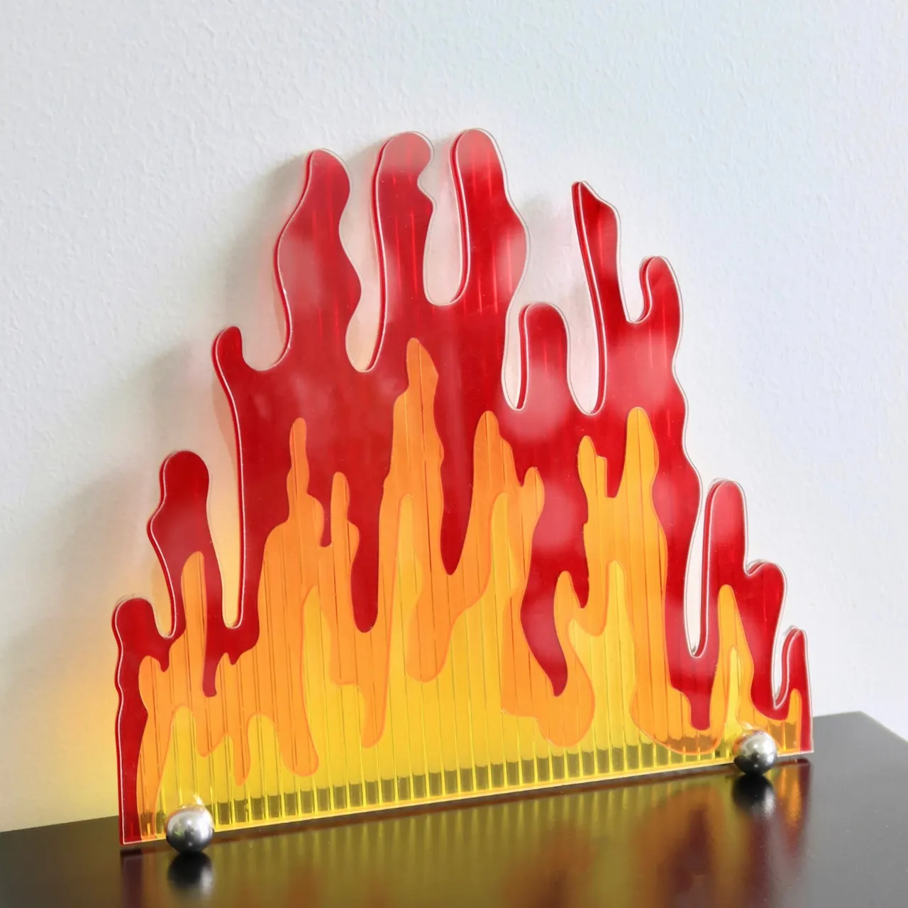 Acrylic Flame Display Table Screen Photo - Orange S - View 1