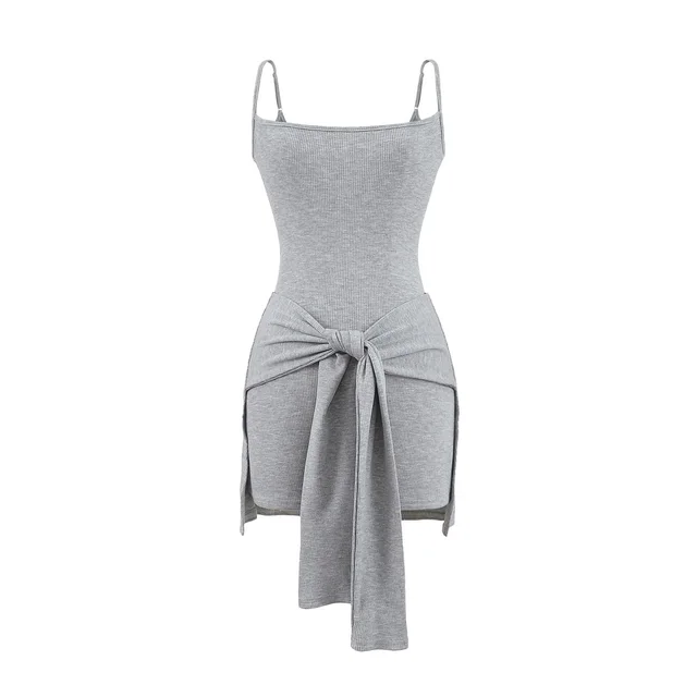 Waist Strap Two piece Sling Dress Women's Summer Hip Skirt Gray - Shop at LoveMi
