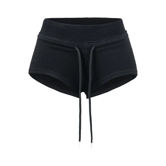 Low Waist Drawstring Shorts Women's Summer Straight A Line Hot Pants Black - Shop at LoveMi