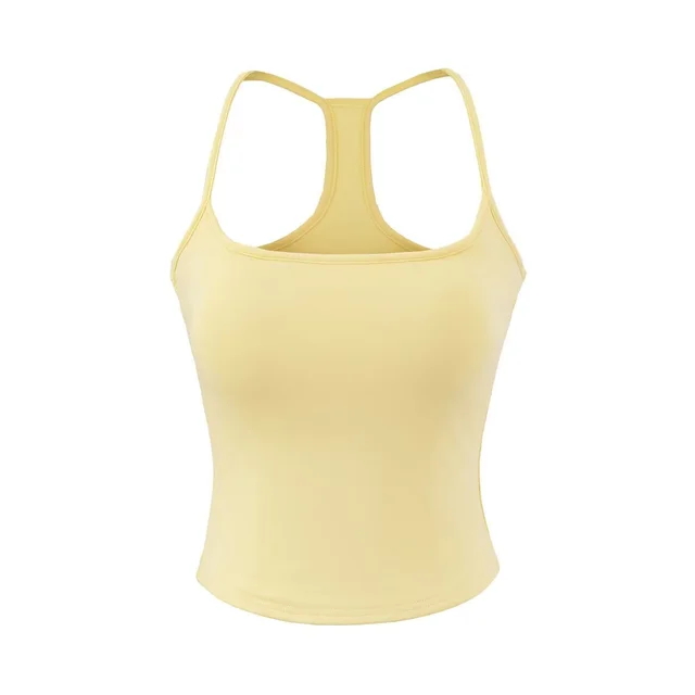 Women's Summer Casual Sports Vest Women's Beauty Back Sling Goose Yellow - Shop at LoveMi