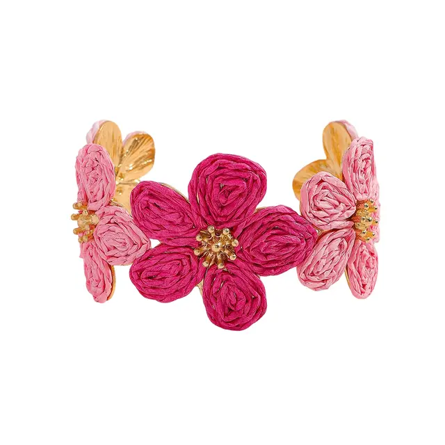 Raffia Retro Diamonds Fashion Design Alloy Bracelet Rose Pink - Shop at LoveMi