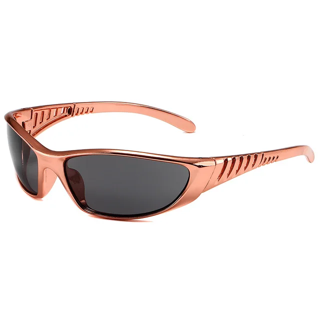 Women's Creative Multi color Hollow out Future Technology Sunglasses Rose Gold Frame Gray - Shop at LoveMi