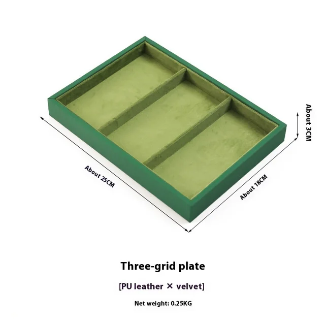 Jewelry Flannel Tray Storage Display Plate Three Grid Plate - Shop at LoveMi