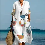 Floral V-neck Mid-length Sleeve Dress - Floral 1