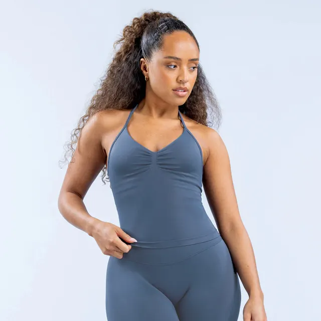 Outdoor Workout Top Long Yoga Vest Blue Gray - Shop at LoveMi