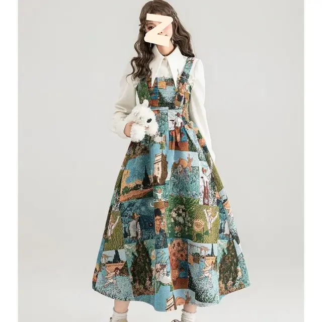 Retro French Style Long Sleeve Shirt Two piece Suit Long Skirt Long Sleeve - Shop at LoveMi