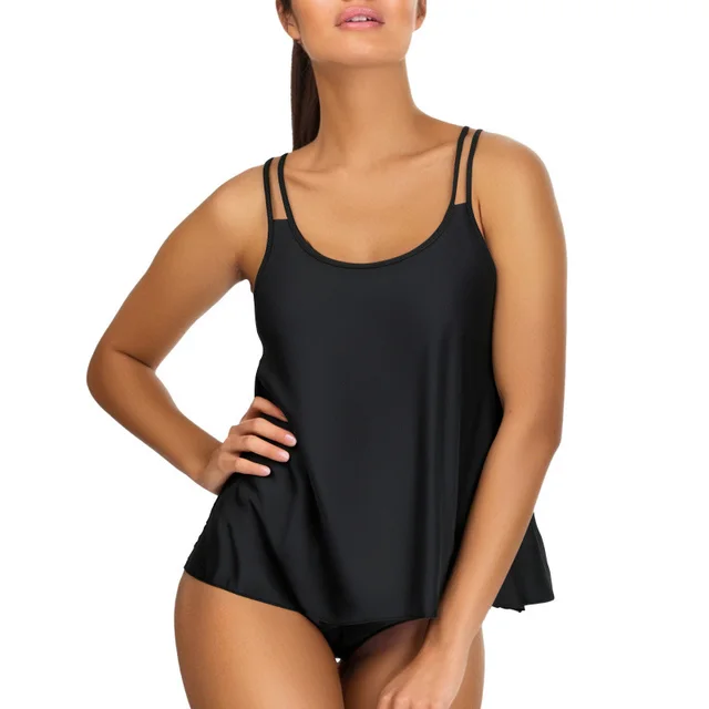 Split Swimsuit Unlined Top New Female Halter Bikini Black - Shop at LoveMi