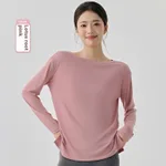 Modal Sports Blouse Women's Long Sleeve Slit On Both Sides Loose Breathable - Lotus Pink