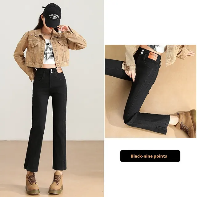 High Waist Slimming And Fashionable Design Popular Ankle length Cigarette Pants Black Ninth - Shop at LoveMi